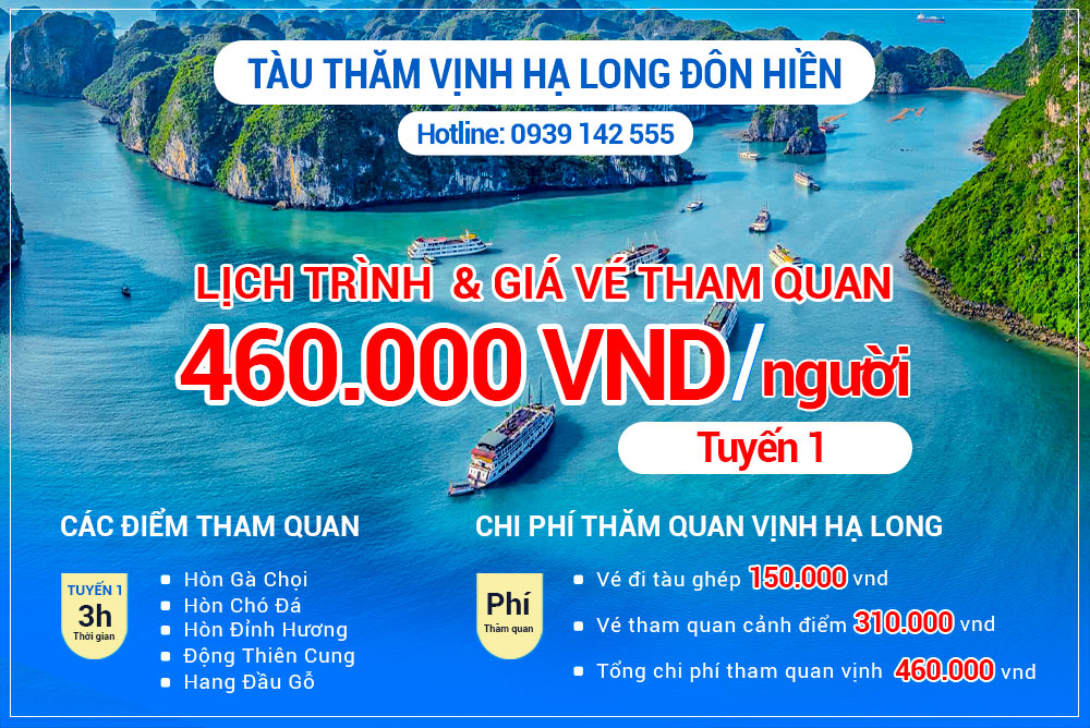 Giá vé tham quan tuyến 1 vịnh Hạ Long